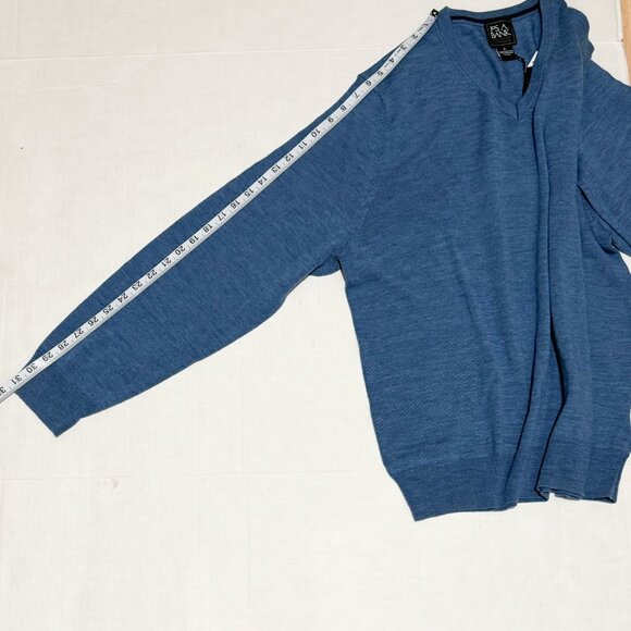 Jos A Bank NWT Sz XL Blue 70 Traveler Collection Merino Wool V-Neck Sweater - Picture 10 of 11